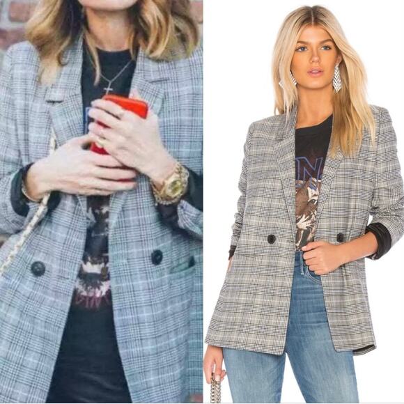 Anine Bing Jackets & Blazers - Anine Bing Madeleine Houndstooth Plaid Blazer
